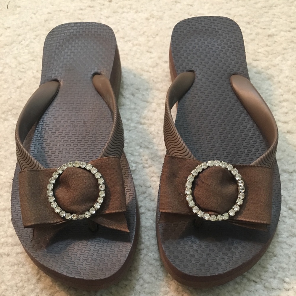 Bow Rhinestone flip flops